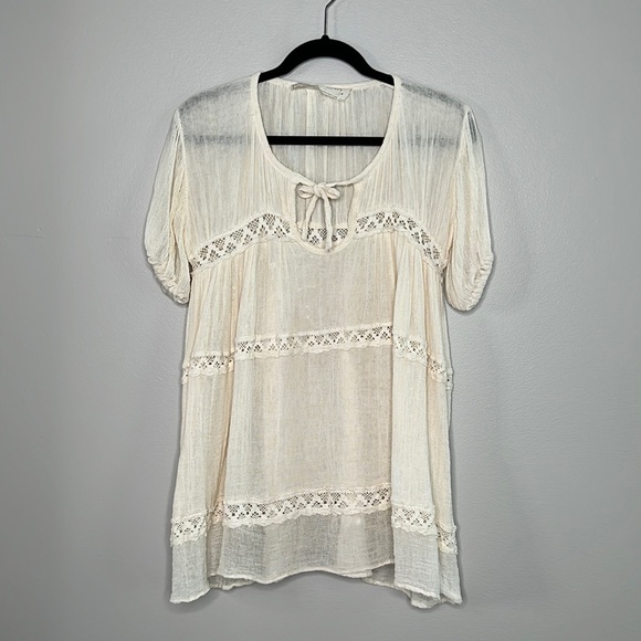 JEN'S PIRATE BOOTY La Bebe Cotton Gauzy cream Tunic size Small - Picture 1 of 11